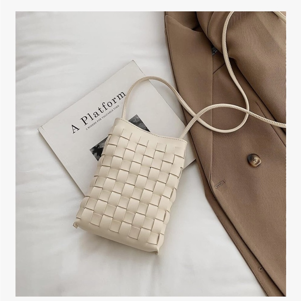 Woven faux leather small cross body purse